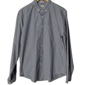 J. Crew Button Down Plaid Shirt Blue White Striped Long Sleeve Collar Men Size L